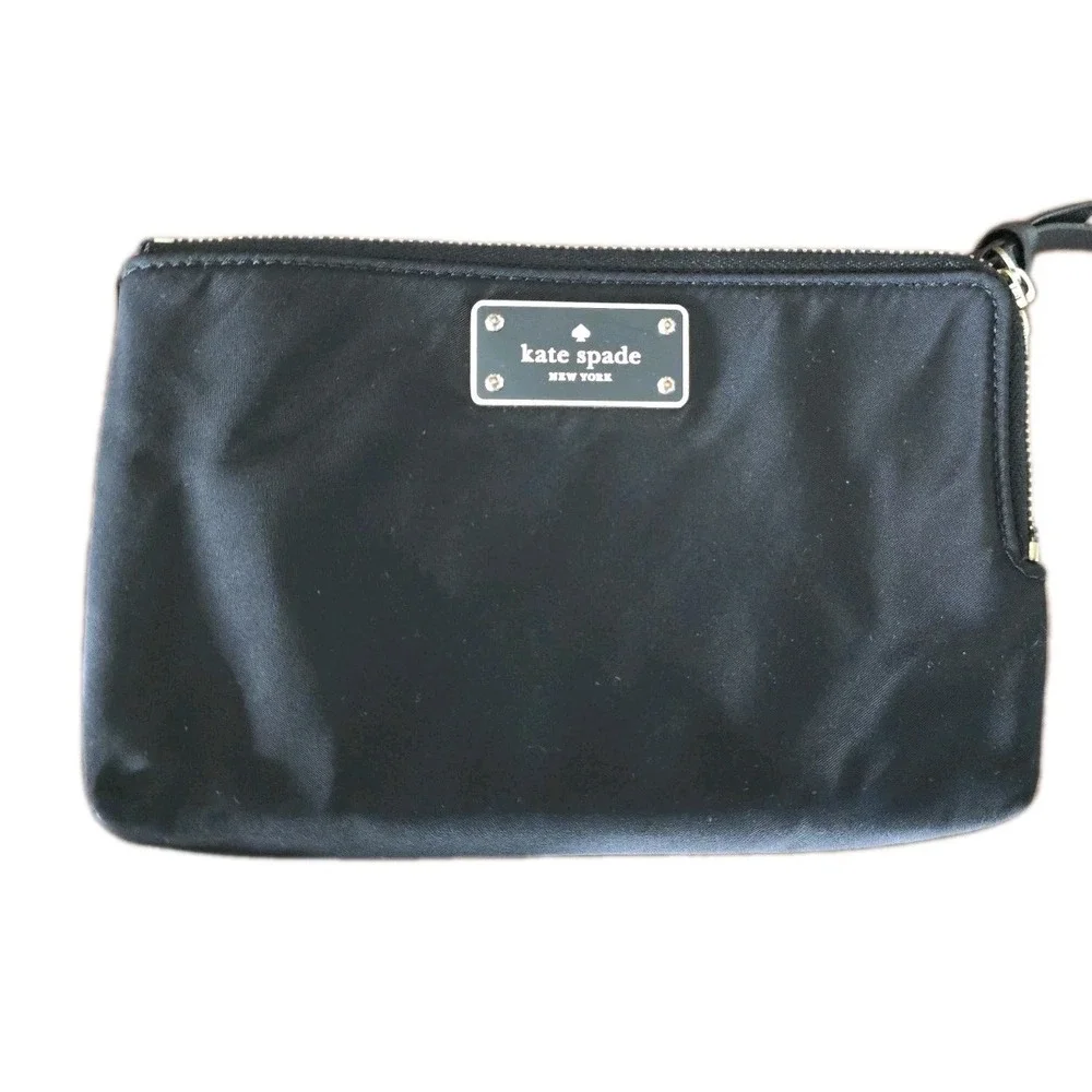 Woman's Kate Spade Nylon Black Double‎ Zip Wallet Pouch Organizer Card Holder